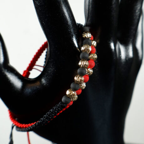 Set de Manillas Roja y Negra con 4 Balines Diamantados